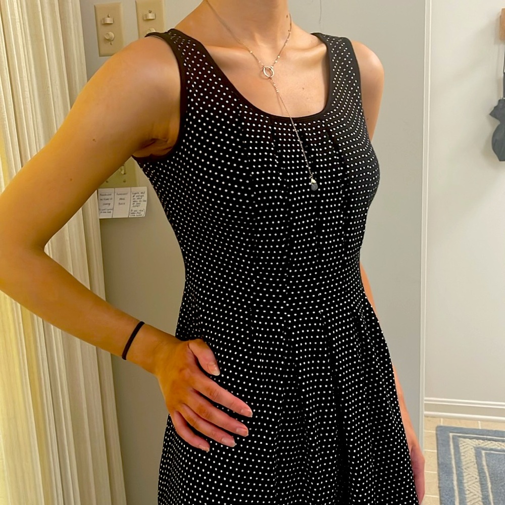Max Studio Sleeveless Black & White Small Polka Dot Print Dress Size Small